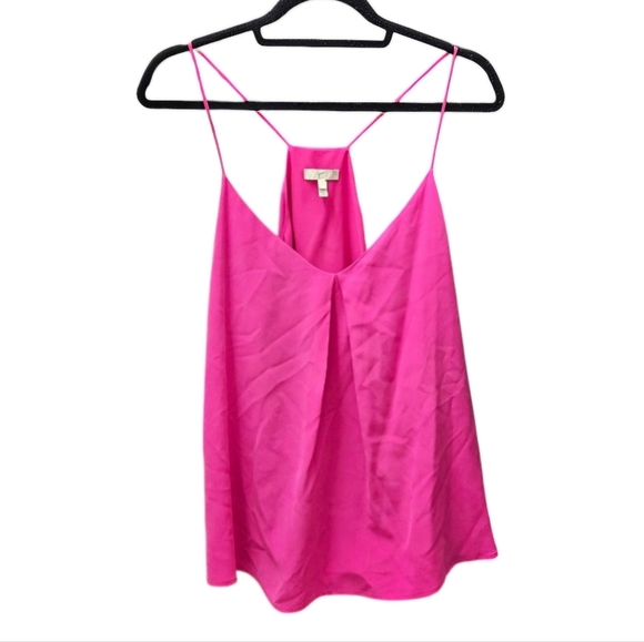 Joie Nahlah B Silk Top Freesia Pink Spaghetti Strap Tank Top size Large - Picture 1 of 9